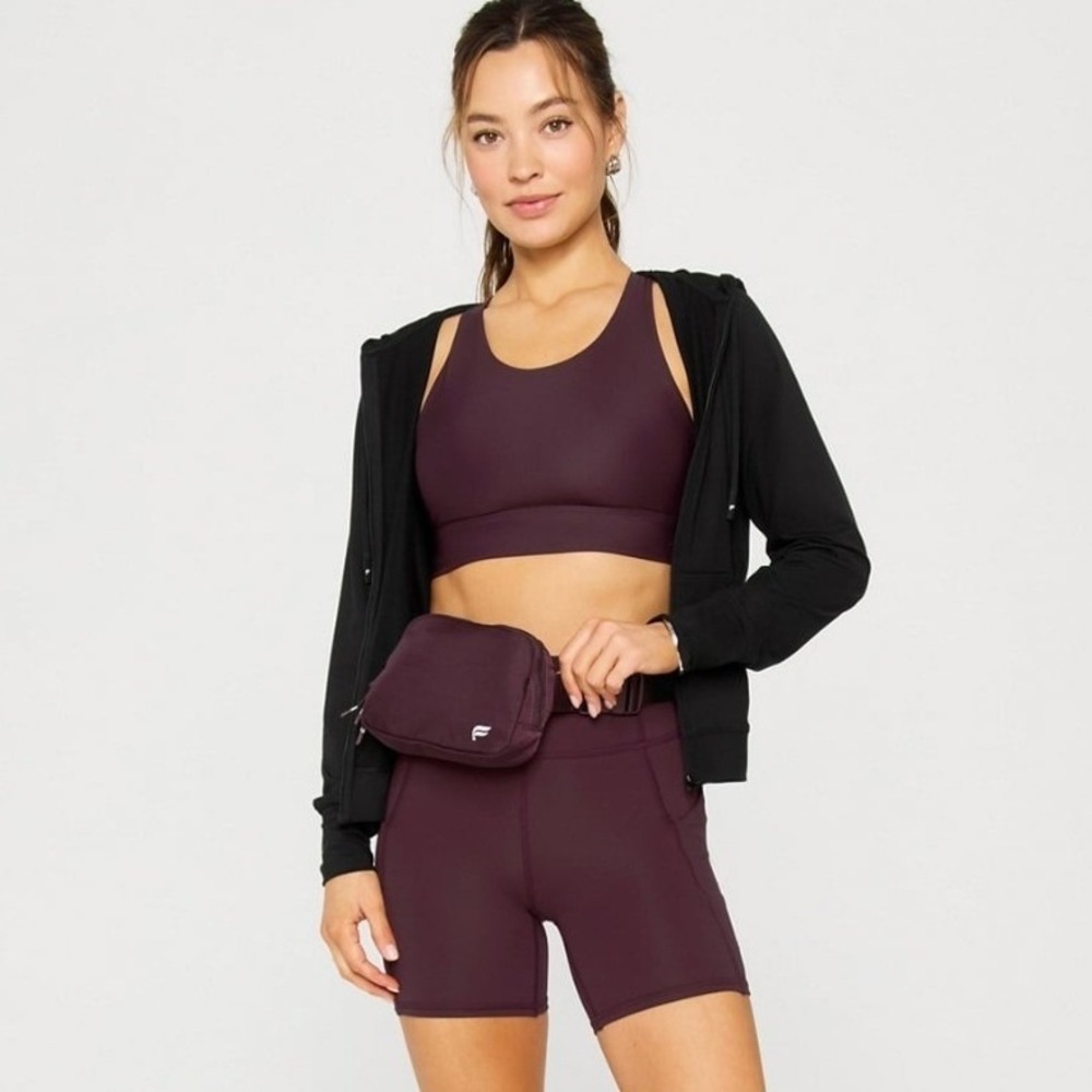 Fabletics Purple High Neck Crossback Keyhole Sports Bra Plum Size Small EUC - Picture 8 of 9